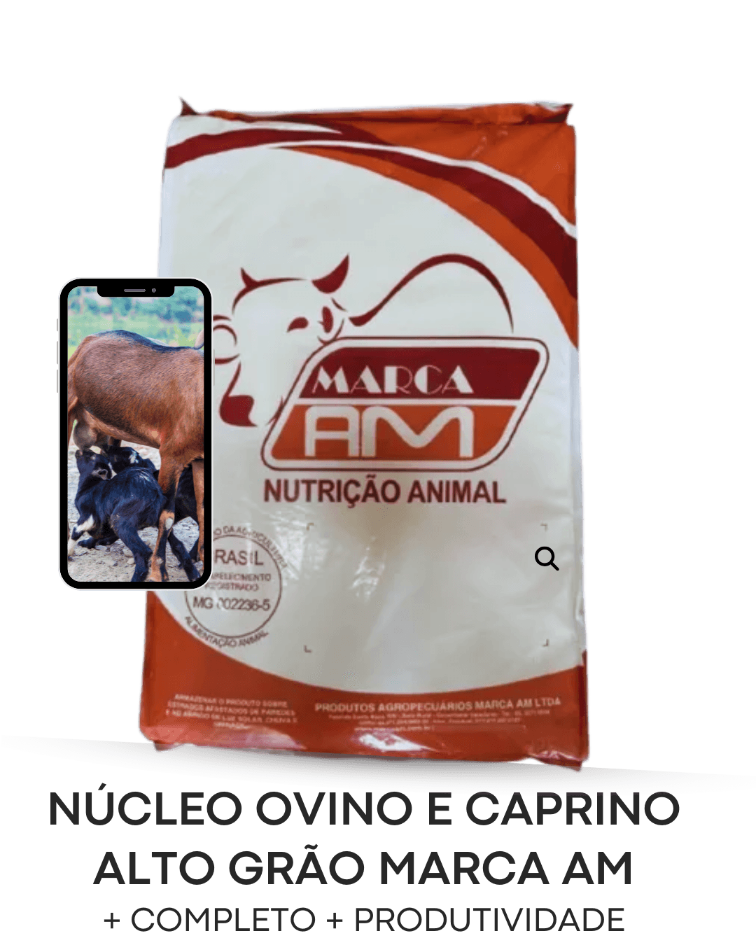 Núcleo Ovino e Caprino  Puro Grão Farelado Dieta Total - Marca AM 