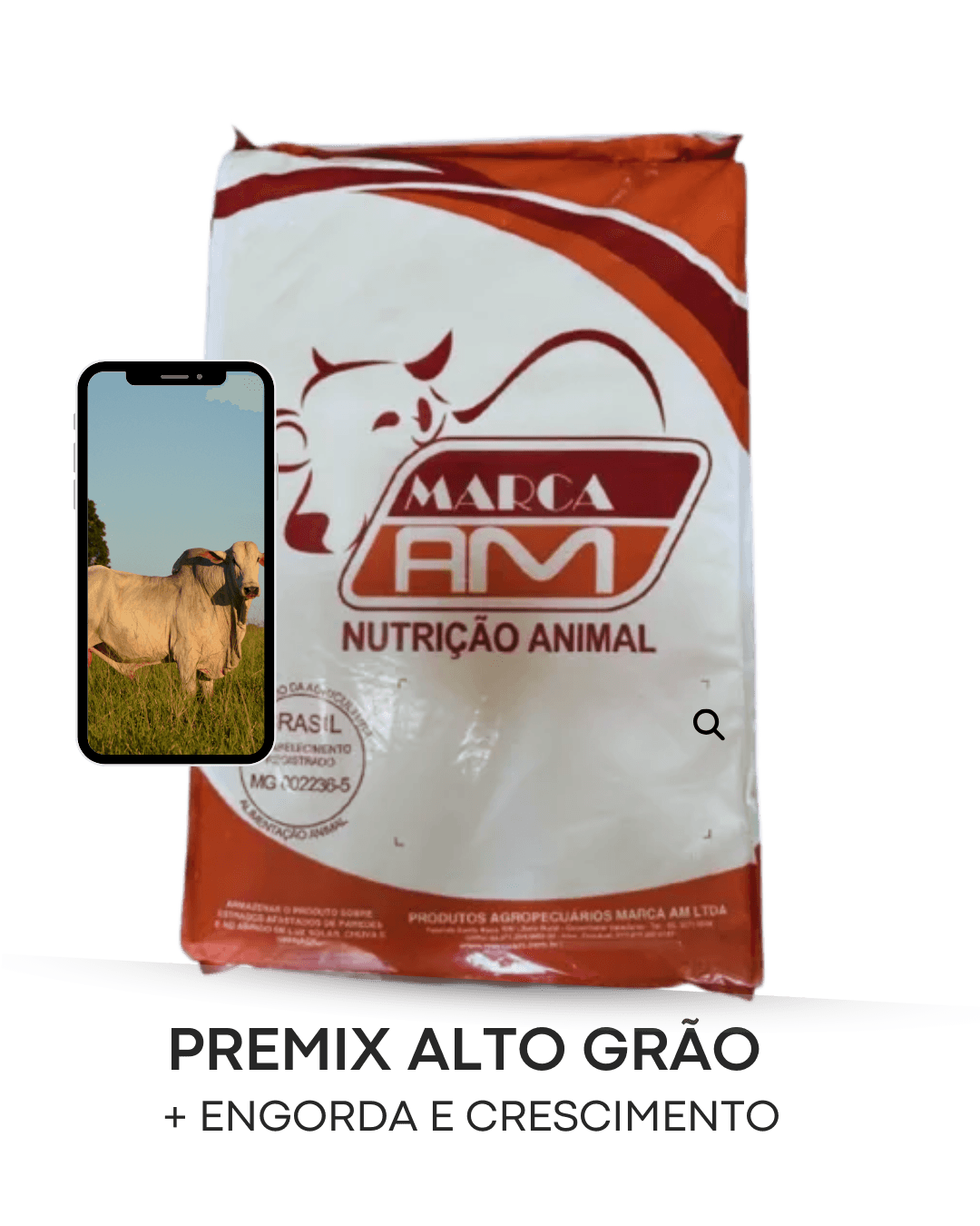 Premix Bovino  Puro Grão Farelado Dieta Total - Marca AM 