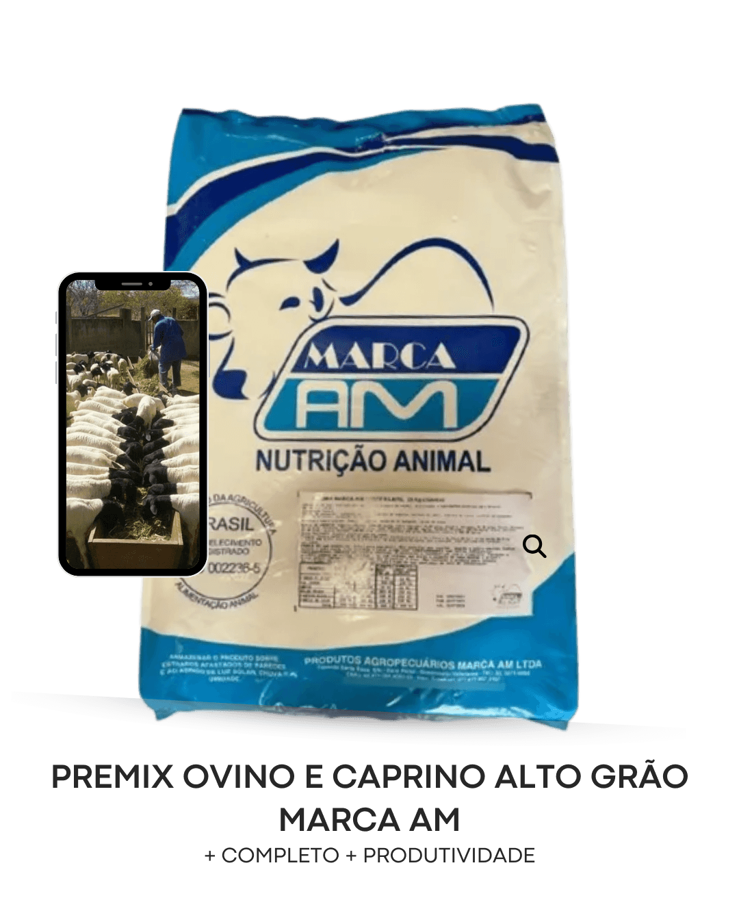 Premix Ovino e Caprino Puro Grão Farelado Dieta Total - Marca AM 