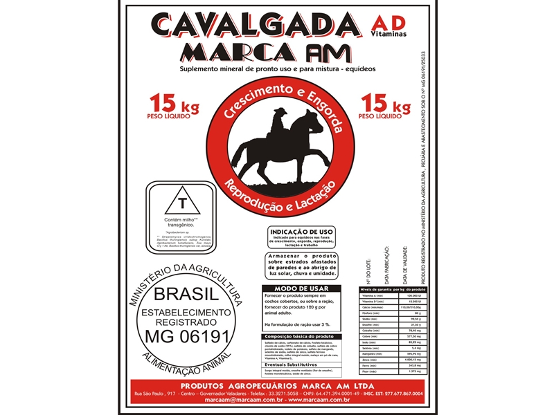 Sal Mineral Cavalgada Marca AM 25 kg