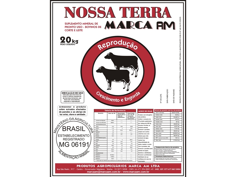 Sal Mineral Nossa Terra 20 kg